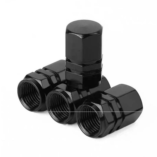 4 Stück Reifenventilkappen schwarz eloxiert -Aluminium-