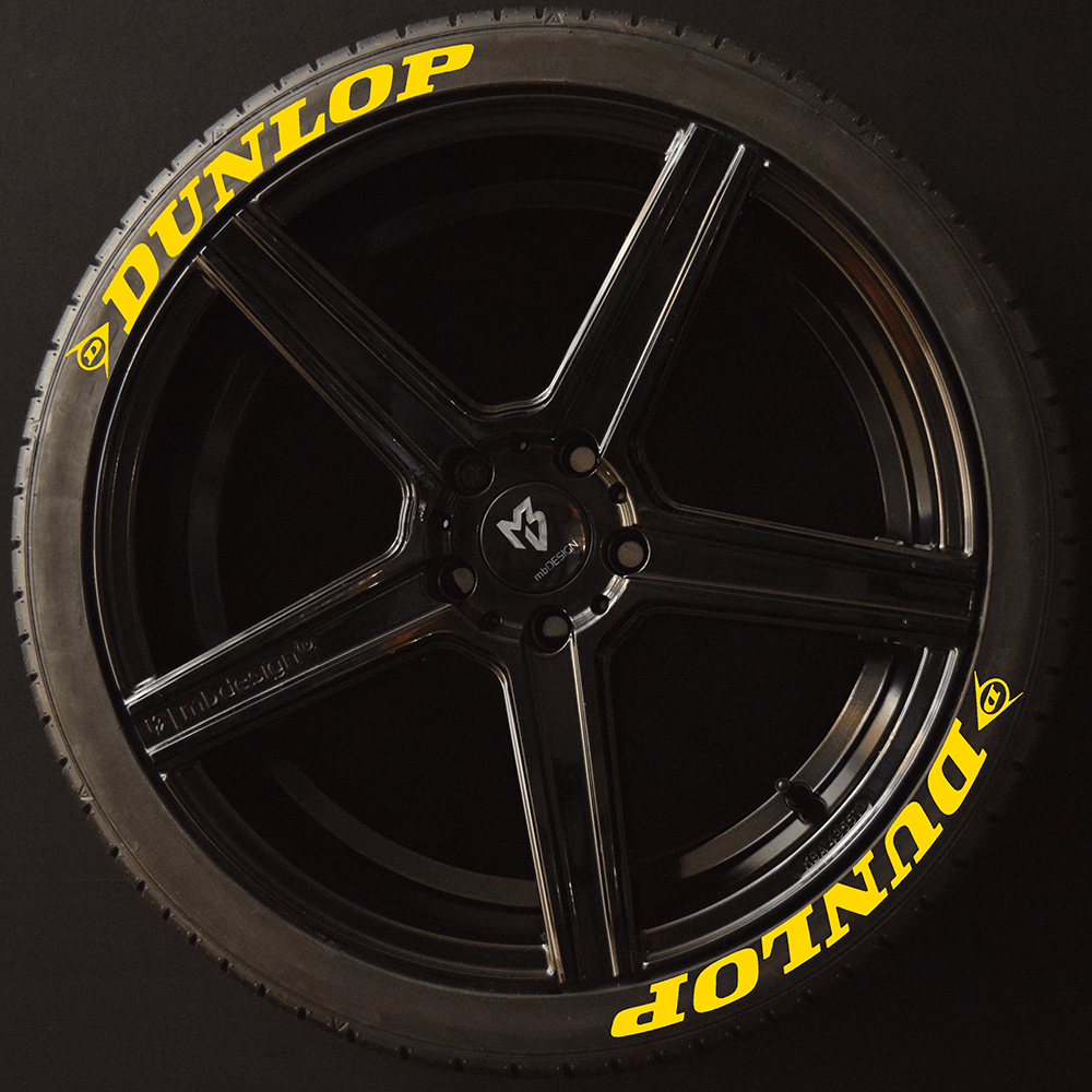 Dunlop Reifenschrift 2x Schrift Gelb