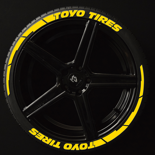 Toyo Tires Reifenschrift 2x Schrift Blockwings Gelb