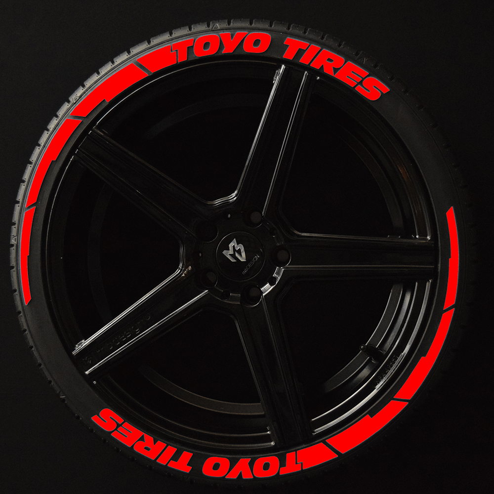 Toyo Tires Reifenschrift 2x Schrift Blockwings Rot